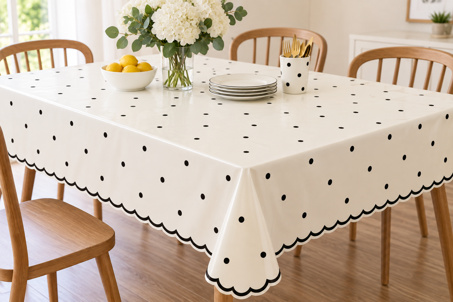 Oui Party Chic Polka Dot Plastic Table Cover 54x102in