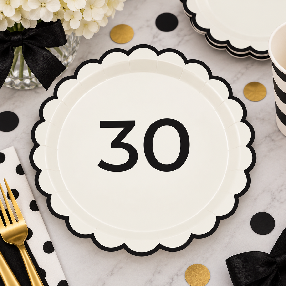 Oui Party Chic 30 ans 8 assiettes en papier 9po