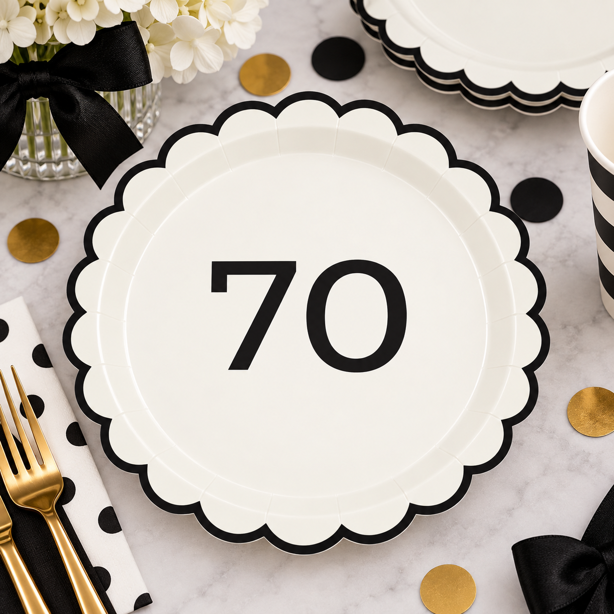 Oui Party Chic 70th Birthday 8 Paper Plates 9in