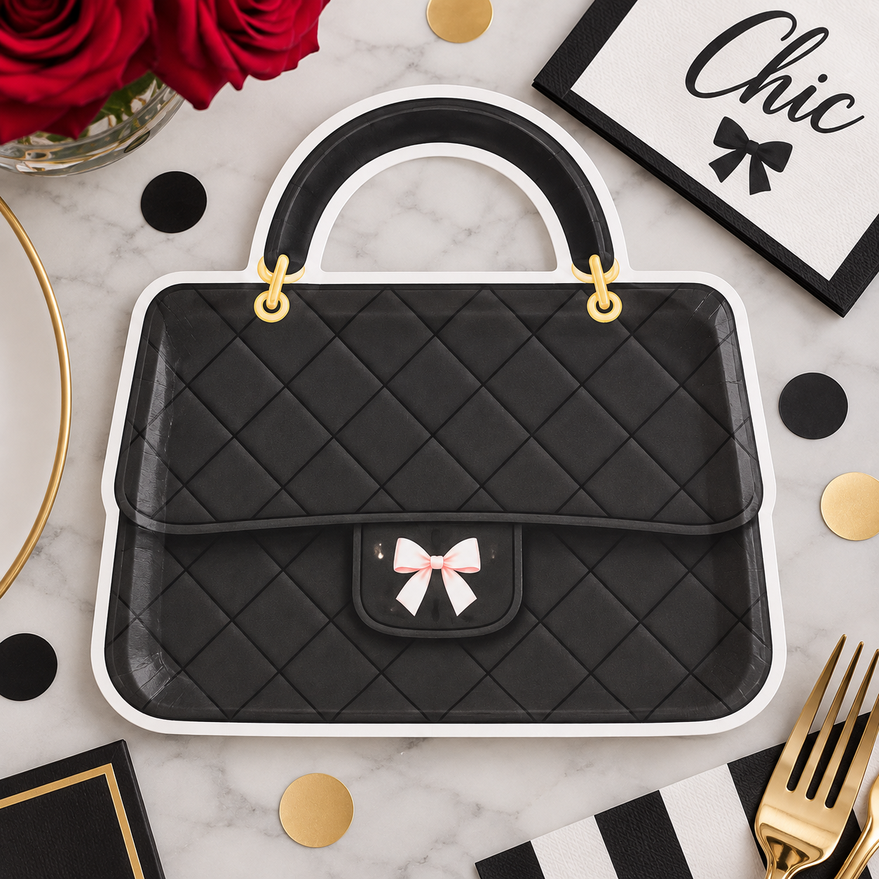 Oui Party Chic Handbag 8 Paper Plates 9in