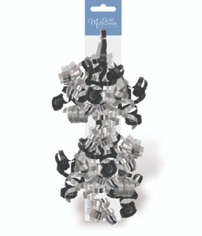 Mill Brook 2 Black and Silver Swirly Bows