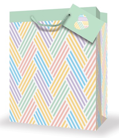 Mill Brook Gift Bag - Baby Pastel Chevrons Large 10.5W x12.75H x 5.5D in