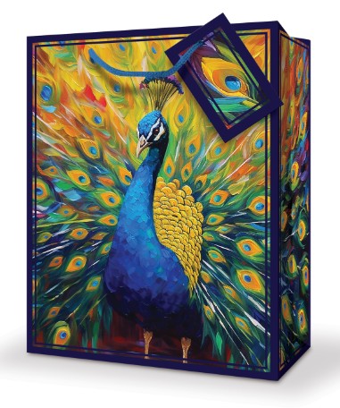 Mill Brook Gift Bag - Peacock Large 10.5W x12.75H x 5.5D in