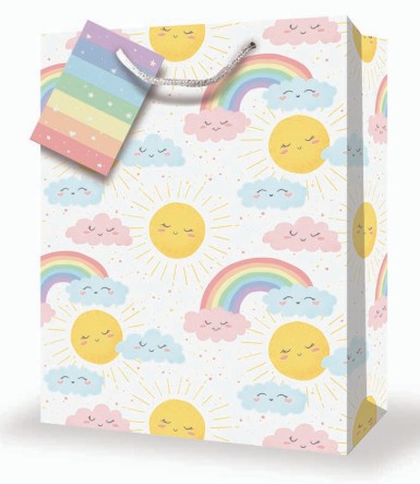 Mill Brook Gift Bag - Baby Cloud and Rainbow Jumbo 12.5W x17.5H x4D in