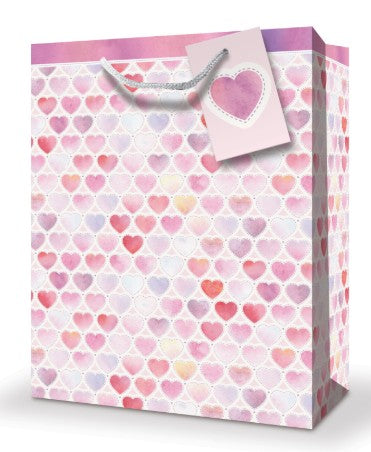 Mill Brook Gift Bag - Wedding Pink Hearts Extra Jumbo 16.75W x23H x10D in