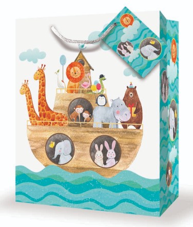 Mill Brook Gift Bag - Birthday Ark Medium 7W x9H x4D in