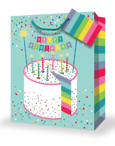 Mill Brook Gift Bag - Birthday Cake Medium 7W x9H x4D in