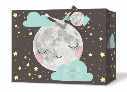 Rosedale Gift Bag - Baby Sleeping Moon Horizontal Medium 9W x7H x4D in