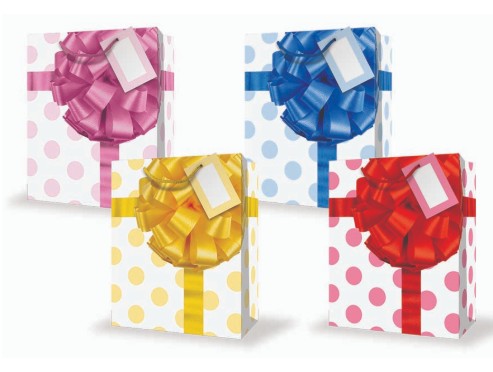 Mill Brook Gift Bag - Birthday Bow Large 10.5W x12.75H x 5.5D in VRT