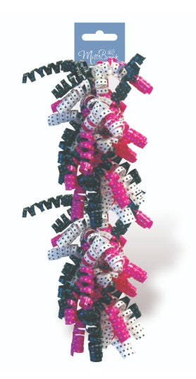 Mill Brook 2 Black, White and Hot Pink Swirly Bows