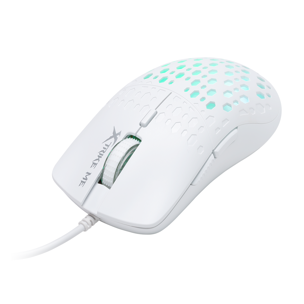 Xtrike Me GM-209 White Gaming Mouse 6 Buttons Backlight 7 Colors 59in Cable 4.9x2.6x1.5in