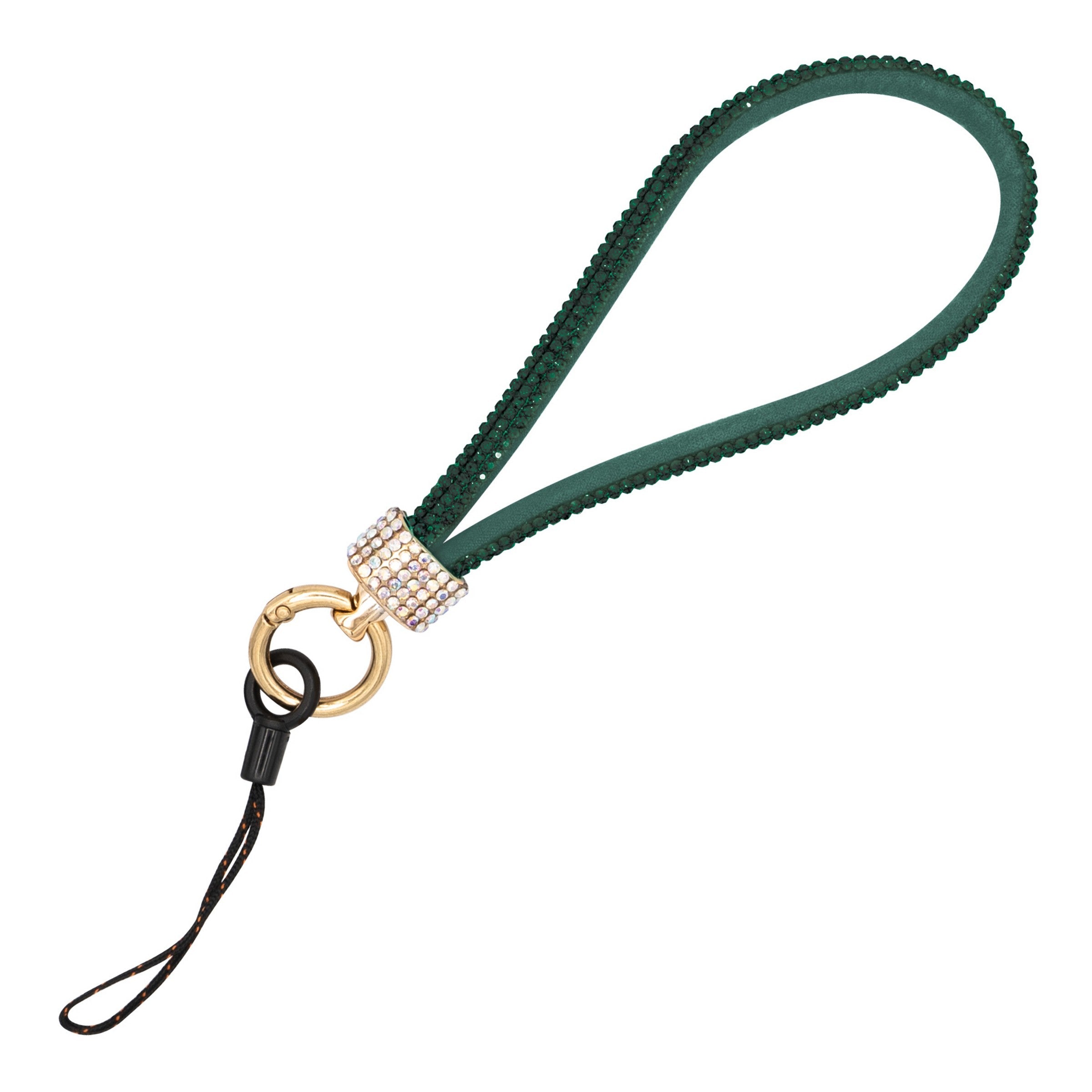 Wrist Phone Lanyard - Glitter Gemstone Style #6 Emerald 15.5cm