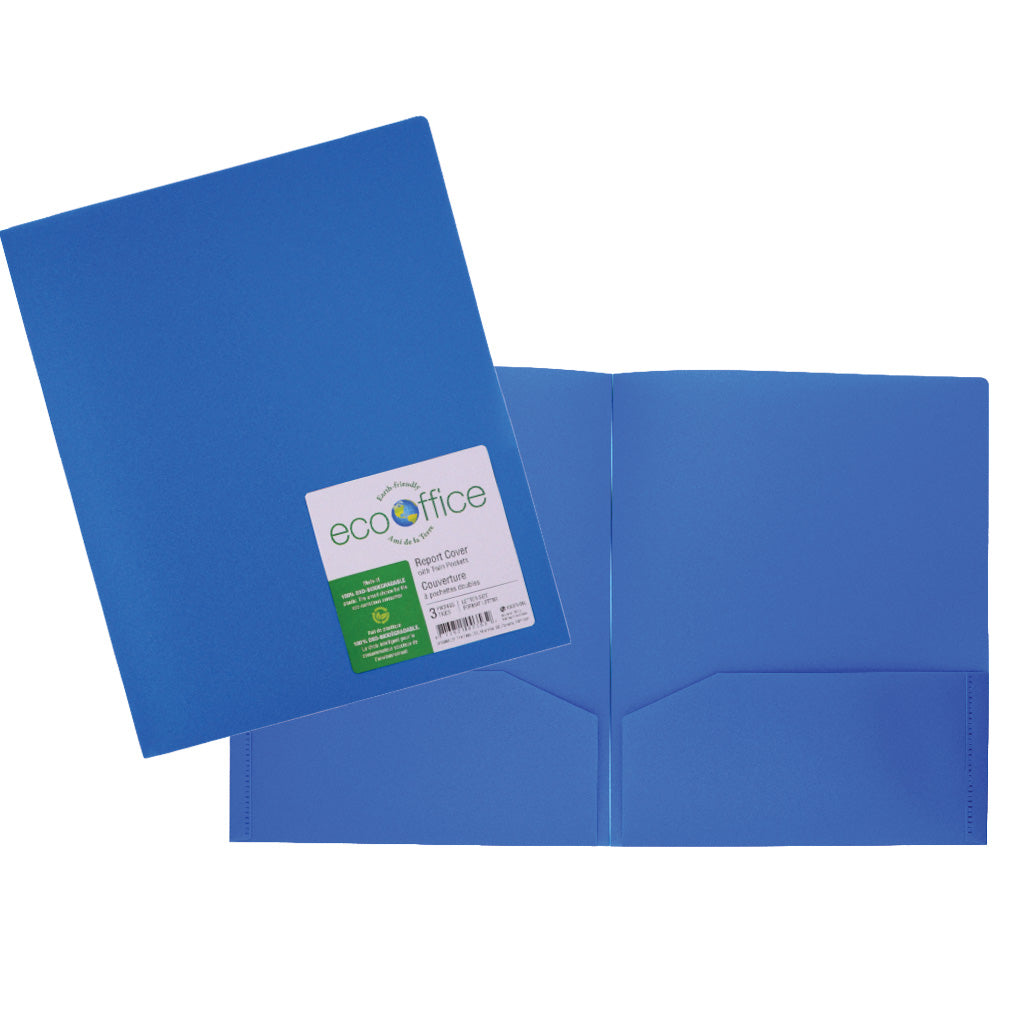 EcoOffice Plastic Report Cover with 2 Pockets - Dark Blue 9.5x11.5in