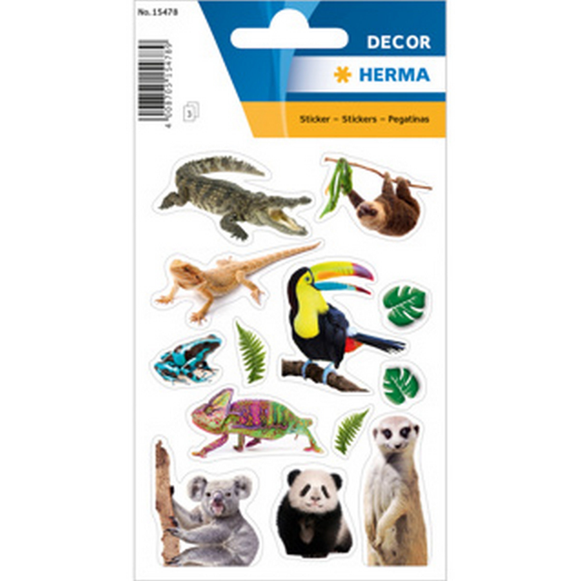 Herma Décor 3 Feuilles Autocollants - Animaux Exotiques 4.75x3.25po