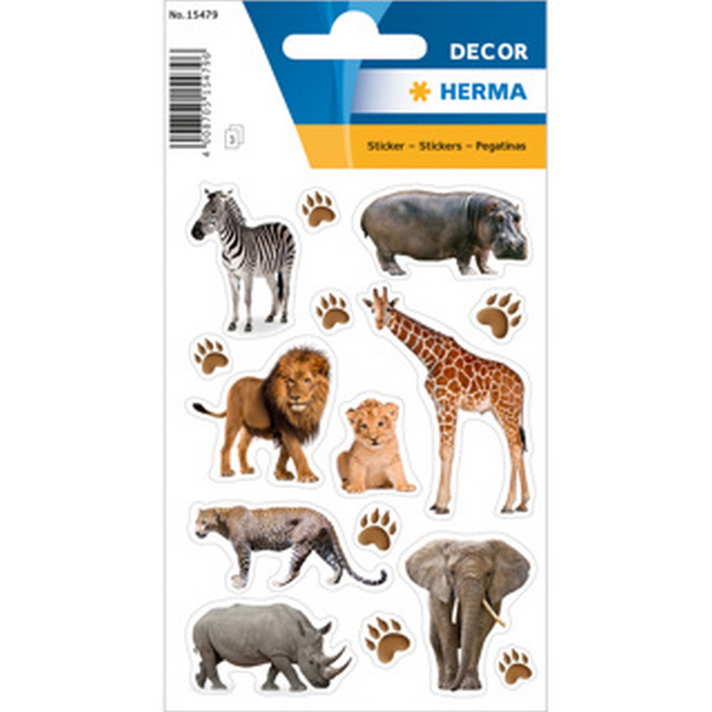 Herma Décor 3 Feuilles Autocollants - Animaux d'Afrique 4.75x3.25po