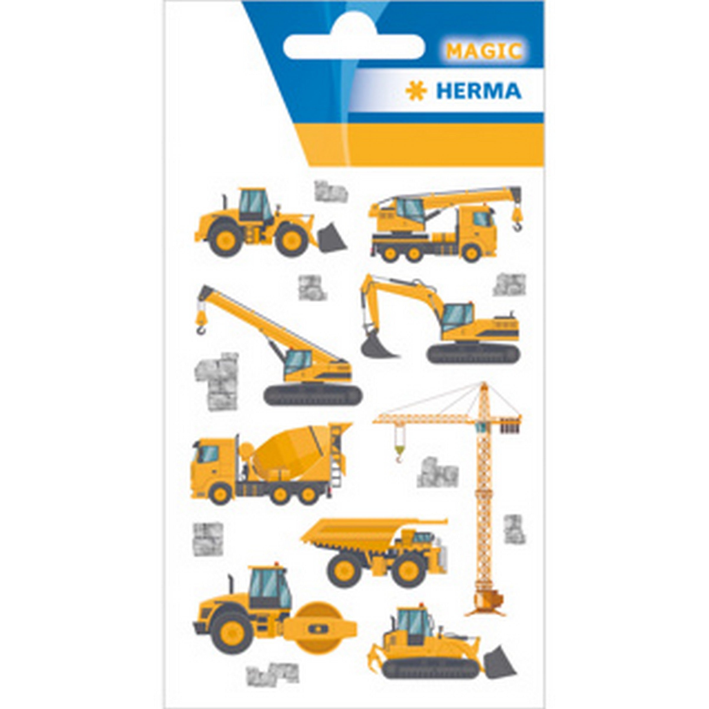 Herma Magic 1 Feuille Autocollants Transparents en Relief - Véhicules de Construction 4.75x3.25po