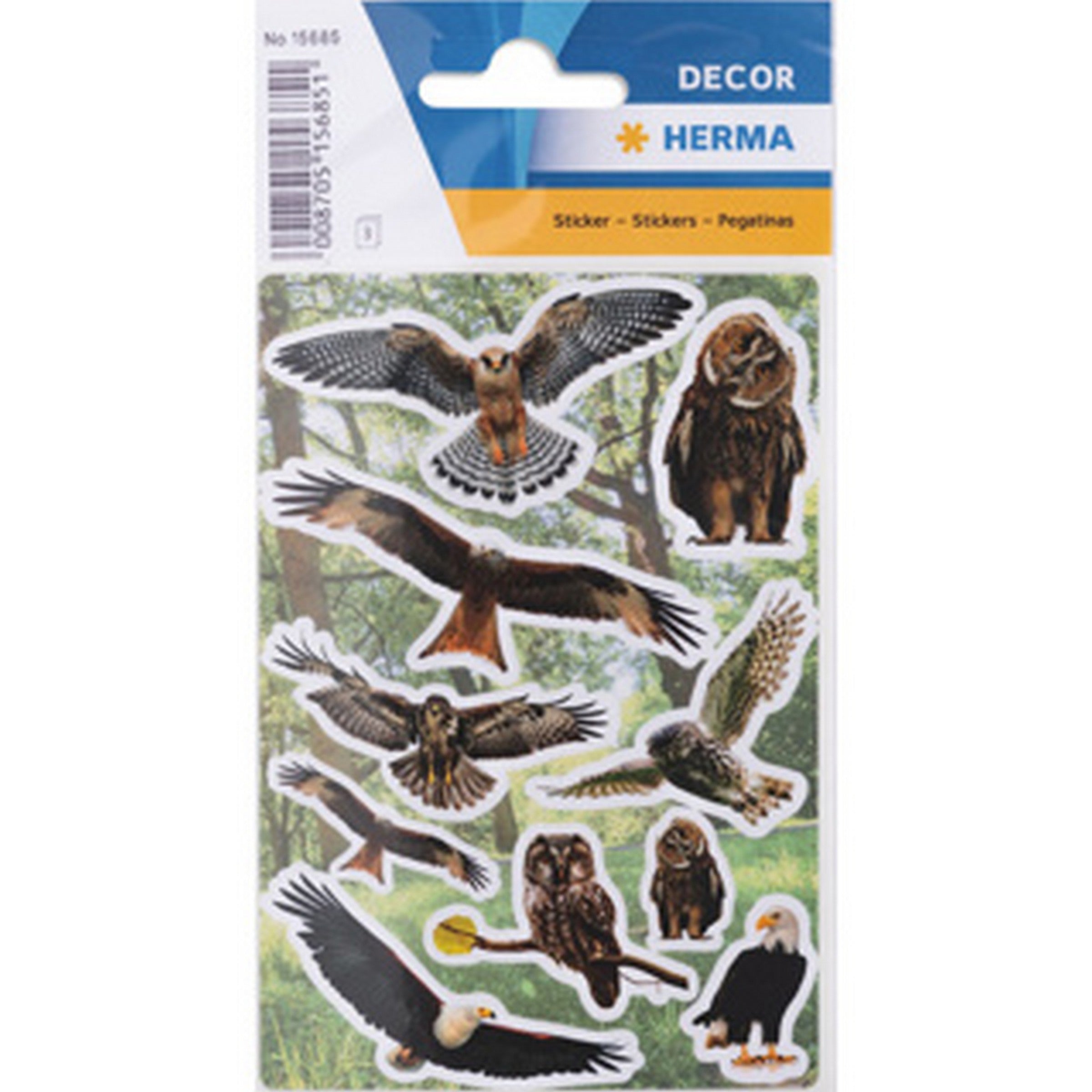 Herma Décor 3 Feuilles Autocollants - Oiseaux de Proie 4.75x3.25po