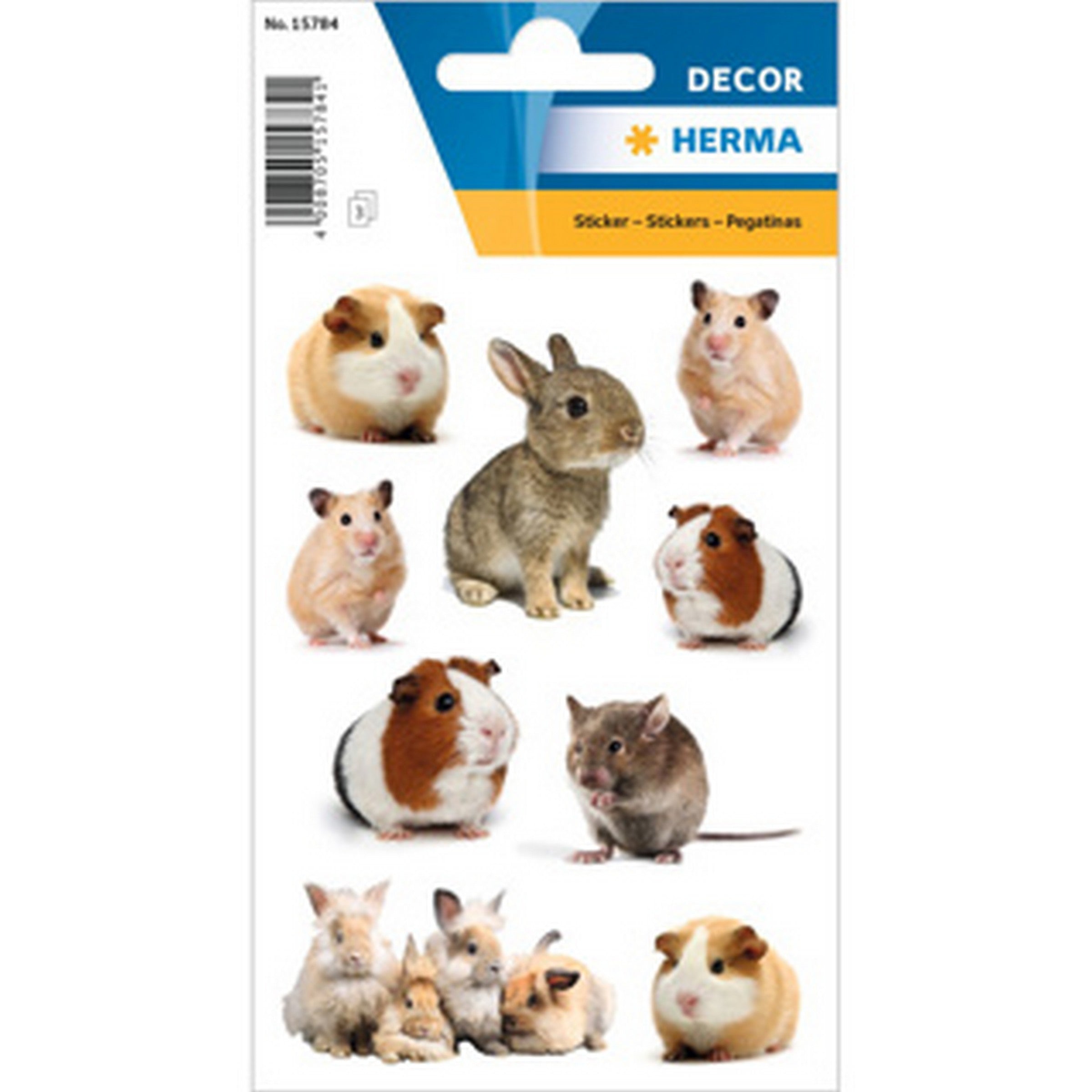 Herma Décor 3 Feuilles Autocollants - Famille de Rongeurs 4.75x3.25po