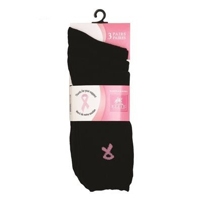 Elite Collection 3 Pairs Black Crew Length Socks Women 9-11 - 72% Cotton 25% Polyester 3% Spandex