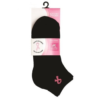 Elite Collection 3 Pairs Black Quarter Lenght Socks Women 9-11 - 72% Cotton 25% Polyester 3% Spandex
