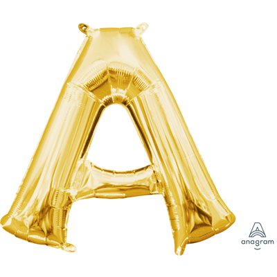 Air-filled Gold Foil Letter A Balloon 16in