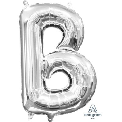 Air-filled Silver Foil Letter B Balloon 16in