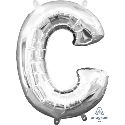 Air-filled Silver Foil Letter C Balloon 16in