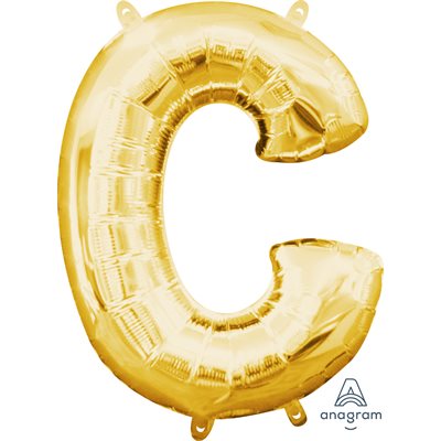Air-filled Gold Foil Letter C Balloon 16in