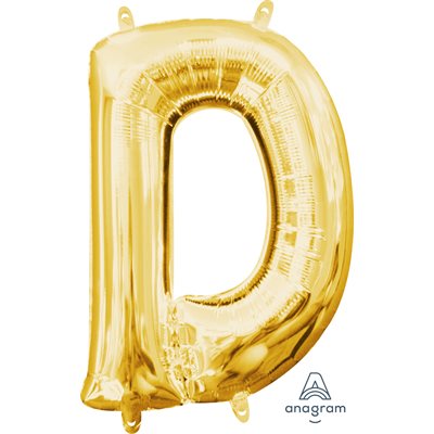 Air-filled Gold Foil Letter D Balloon 16in