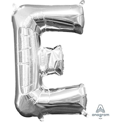 Air-filled Silver Foil Letter E Balloon 16in