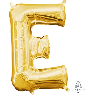 Air-filled Gold Foil Letter E Balloon 16in