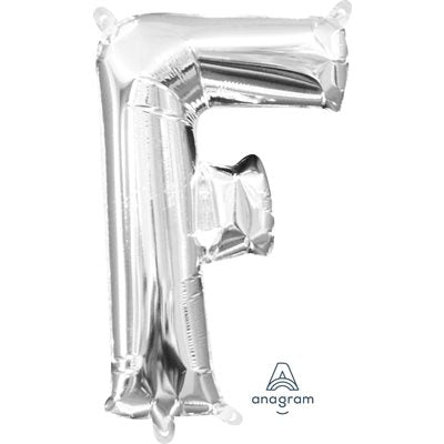 Air-filled Silver Foil Letter F Balloon 16in