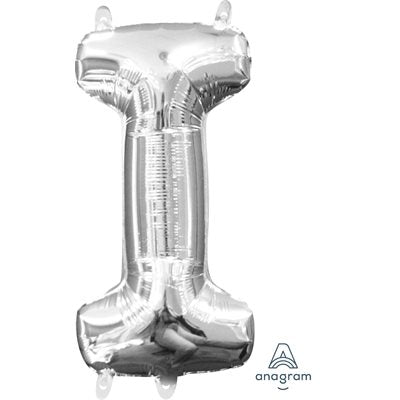 Air-filled Silver Foil Letter I Balloon 16in