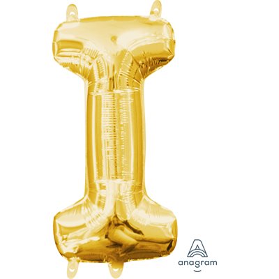 Air-filled Gold Foil Letter I Balloon 16in