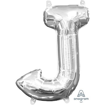 Air-filled Silver Foil Letter J Balloon 16in