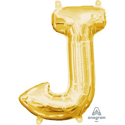 Air-filled Gold Foil Letter J Balloon 16in