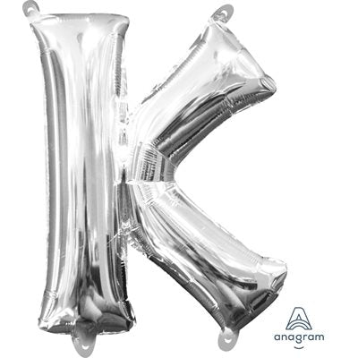 Air-filled Silver Foil Letter K Balloon 16in
