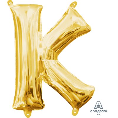 Air-filled Gold Foil Letter K Balloon 16in