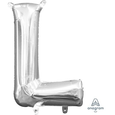 Air-filled Silver Foil Letter L Balloon 16in