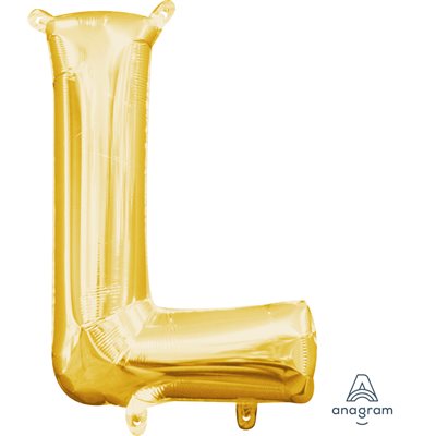 Air-filled Gold Foil Letter L Balloon 16in