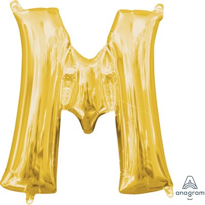 Air-filled Gold Foil Letter M Balloon 16in