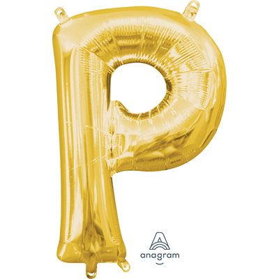 Air-filled Gold Foil Letter P Balloon 16in