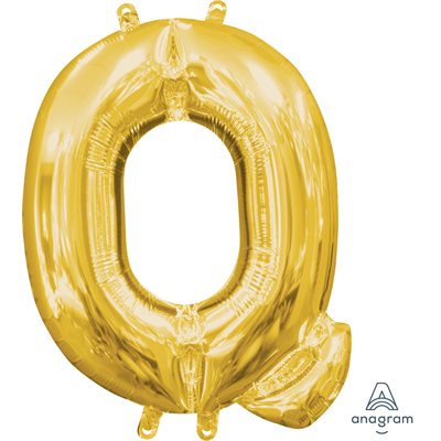 Air-filled Gold Foil Letter Q Balloon 16in