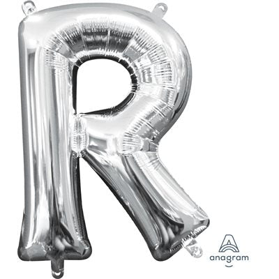 Air-filled Silver Foil Letter R Balloon 16in