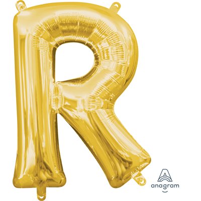Air-filled Gold Foil Letter R Balloon 16in