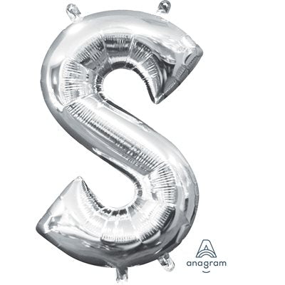 Air-filled Silver Foil Letter S Balloon 16in