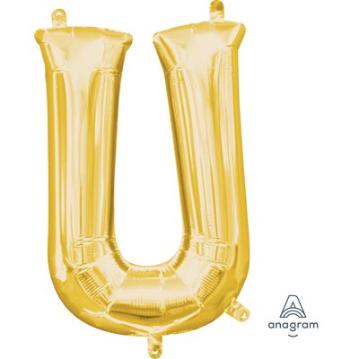 Air-filled Gold Foil Letter U Balloon 16in