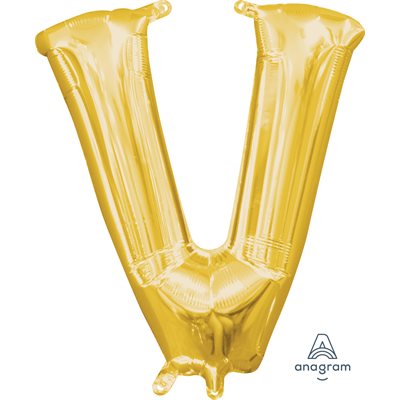 Air-filled Gold Foil Letter V Balloon 16in