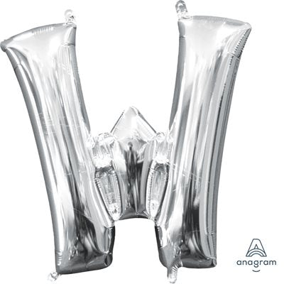 Air-filled Silver Foil Letter W Balloon 16in