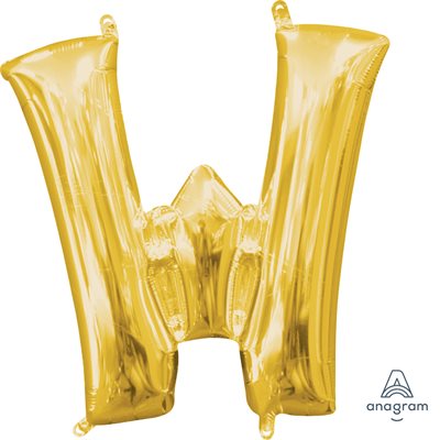 Air-filled Gold Foil Letter W Balloon 16in